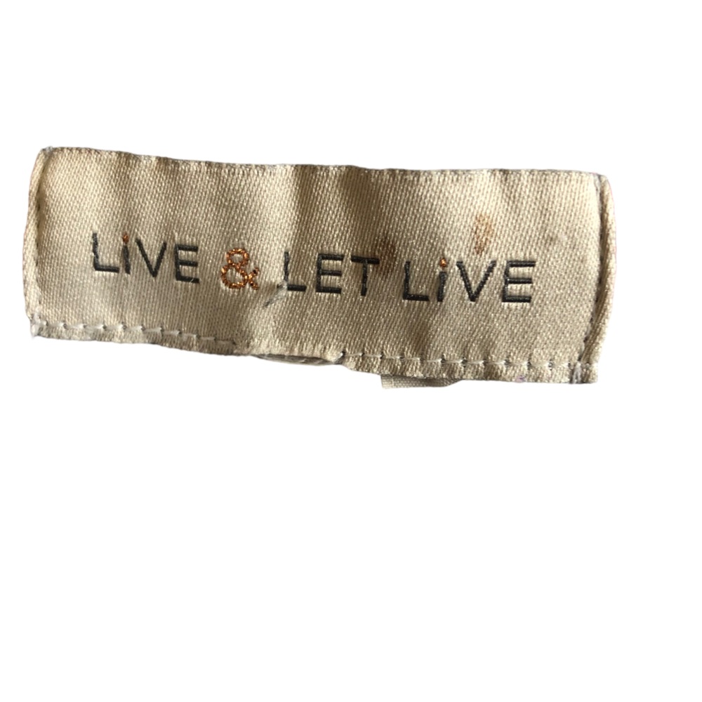Live and Let Live Popover Top Women XL Blue Red Tan Boho Folk Art Print - Picture 8 of 10